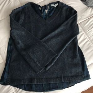 Loft Bell Sleeve Sweater with Plaid Back